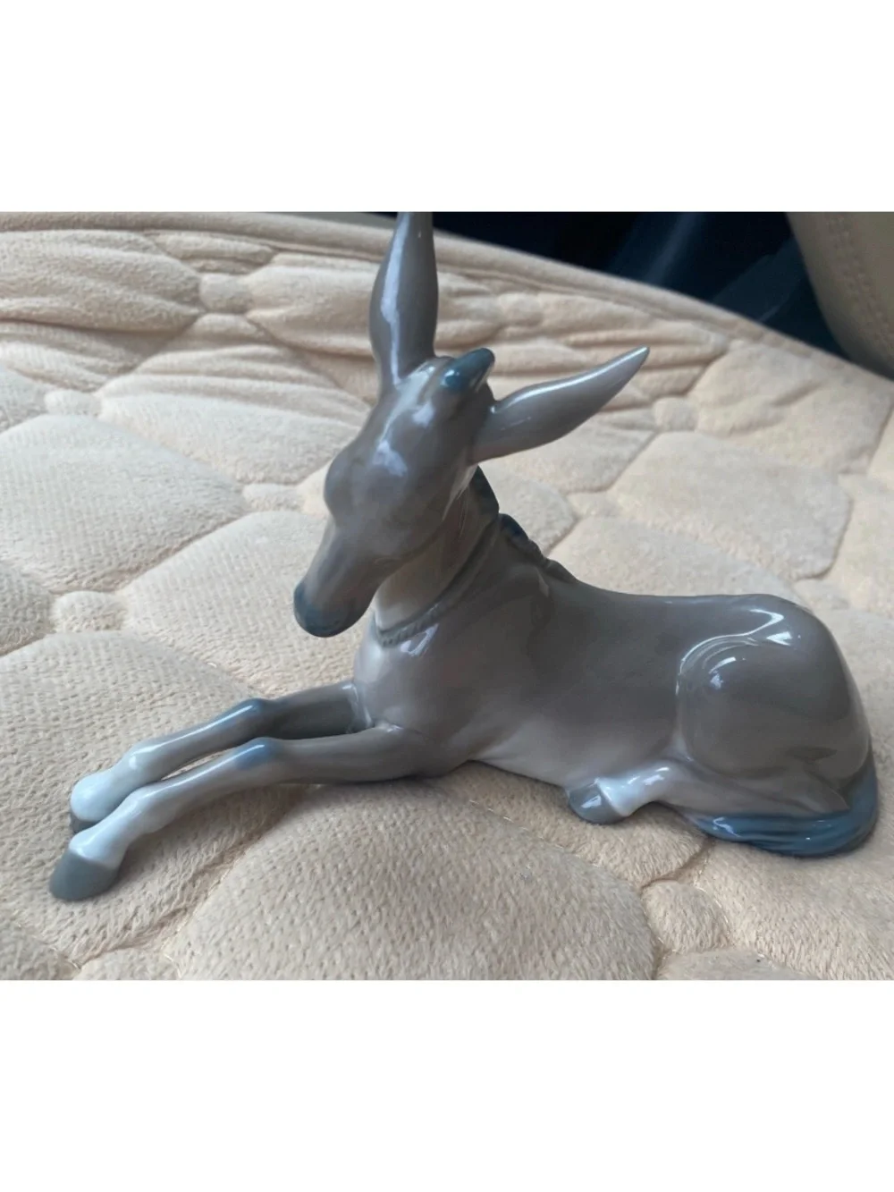 Lladro Nativity Donkey Laying Porcelain Figurine, Glazed Finish VTG F13N